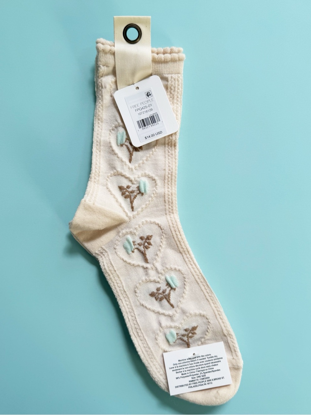 Free People Heart Blooms Socks in Ivory | NWT - Picture 3 of 5